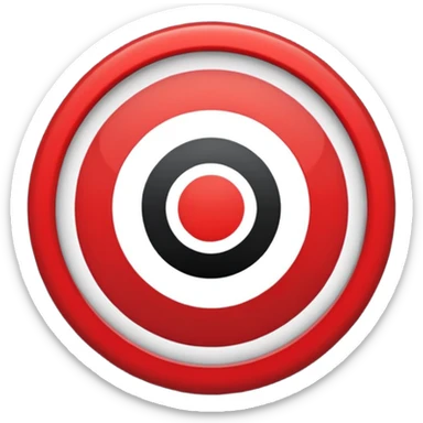 A black circle surrounded by a white circle surrounded by a red circle like a target sticker