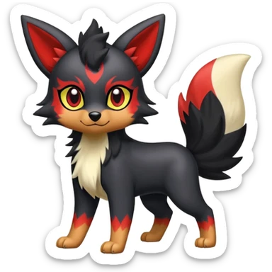 Cute Shiny Houndour-Zorua-Quilava-Litten-Umbreon-Fakémon-hybrid-creature (full body)  sticker