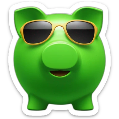 green piggybank with sunglasses sticker