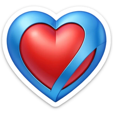 A geometric red 3D heart with a geometric blue star inside sticker