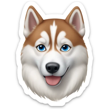 Red Siberian husky with blue eyes, laying down, realistic emoji sticker