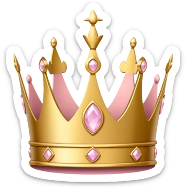 A luxurious golden crown with light pink accents and elegant details, featuring a prominent empty space  sticker