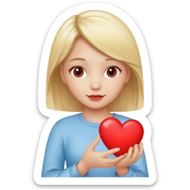 prayer girl blond hair red heart in her hands, sticker