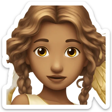 big wings, Beautiful, fairy, gold, brown, long hair sticker