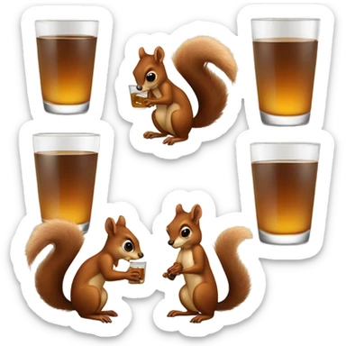 Brown squirrel drinking alcohol  sticker
