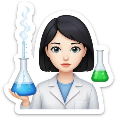 Mujer quimica laboratorio con cabello negro sticker