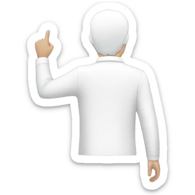 white shirt from behind, boy pointing up sticker