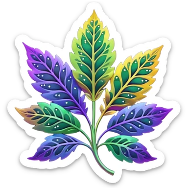 dark rainbow filigree design, leaf shapes, flower shapes, nature shapes, toxic nature, toxic plants sticker