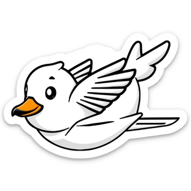 goose shaped like an airplane, airplane with goose features sticker