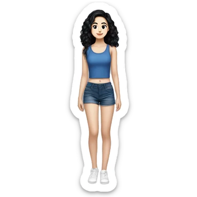 Hania amir, teen, full body, aesthetic, well detailed, black hair sticker