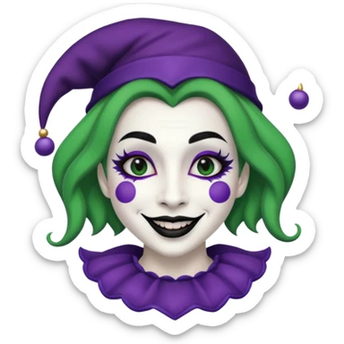 make a black and white jester with white makeup and black lipstick sticker