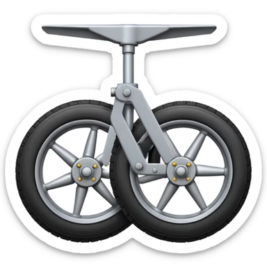 Emoji-style aircraft landing gear with a single wheel and strut, simplified design, clean lines, cartoon-like, isolated on white background, minimal shading sticker