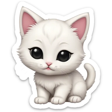 White kitten with black in love sticker