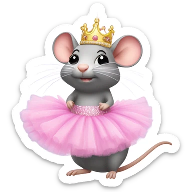 Rat with pink tutu and tiara sticker