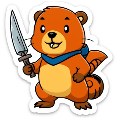 beaver with a weapon sticker