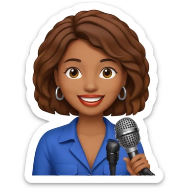 brown skin woman, singer, hold micro sticker