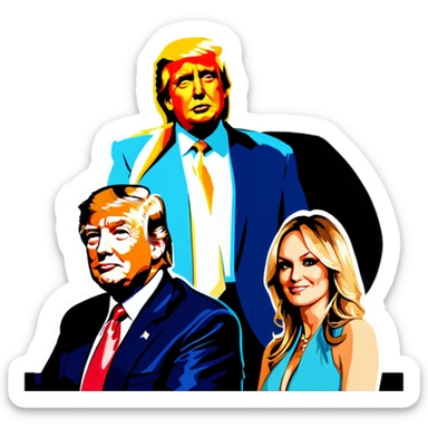 All Four people, Trump, Stormy Daniels, Musk, and Bezos, side-by-side, sit sticker