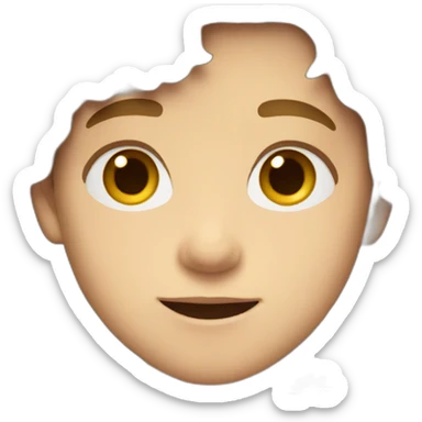 white young boy with middle part brown hair and a brown jacket sticker