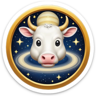 İnek kafalı ayakları olan satürn sticker
