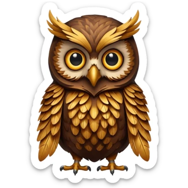 Dark owl with golden brown chest sticker
