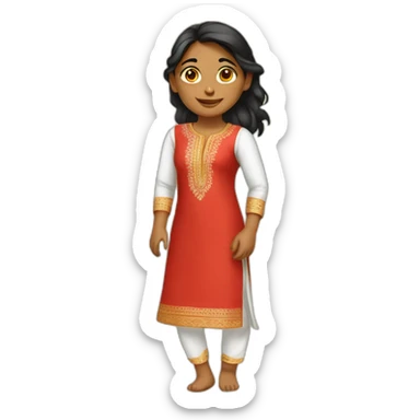 an indian girl wearing a red kurti and white pajama sticker