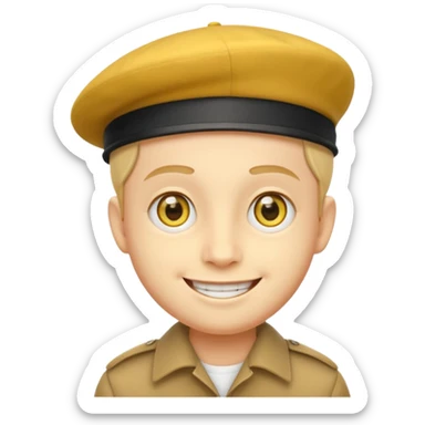 Smile face klasyczny ten żółty, klasyczna emotka messengerowa, lecz z pejsami i beretem żydowskim  sticker