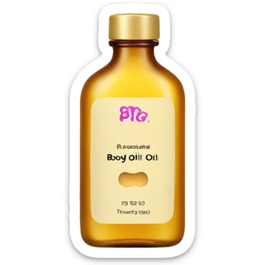 bottle of body oil with label sticker