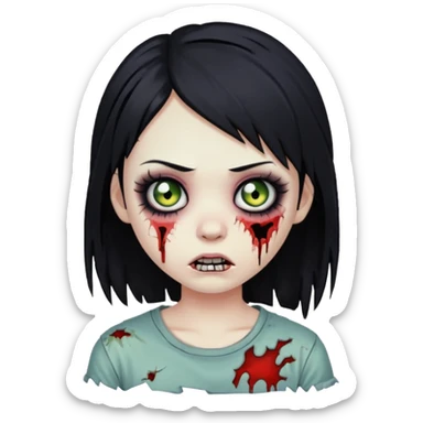 girl zombie with black hair emo emoji  sticker