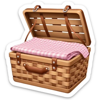 Picnic Basket With Light Pink Gingham Blanket sticker