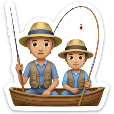 Father and son fishing on a boat sticker