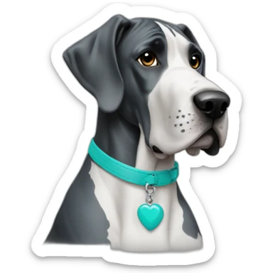 Great Dane with turquoise collar sticker