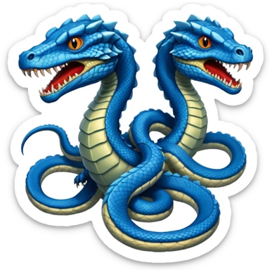 blue hydra, strong reptilian body with multiple serpent-like heads rising from its neck sticker