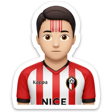 Supporter de L’ogc Nice. Maillot de foot rouge et noir (bandes) logo Kappa. Et logo de L’ogc Nice original. sticker