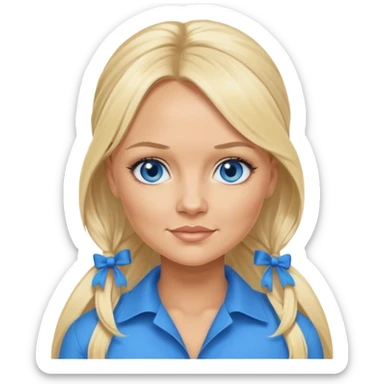 Emma Bunton with blue eyes, blonde long ponytail hair sticker