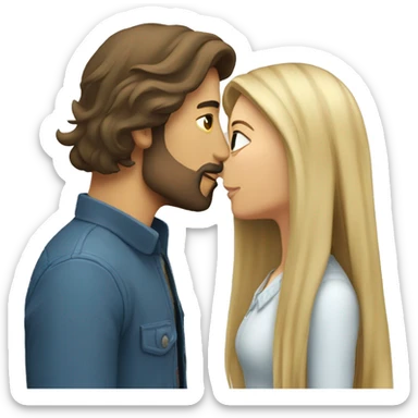 Brunette guy with beard kissing blond girl with long hair sticker