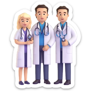 male doctor using stethoscope on female patient sticker