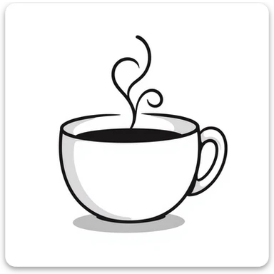 hand-drawn doodle of a cappuccino cup with steam and foam sticker