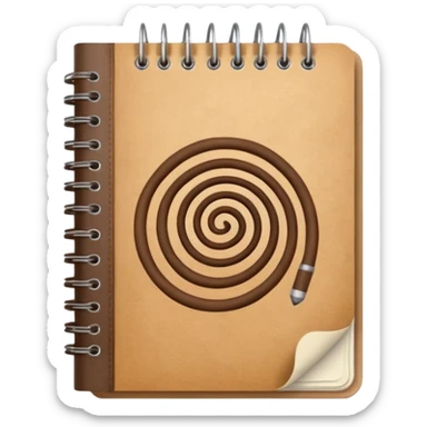 empaque de papel con una libreta anillada sobresaliendo sticker