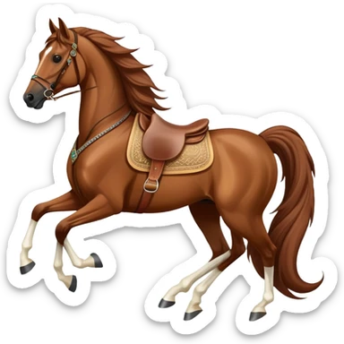 Saudi Arabian horse, galloping with traditional Arabian saddle sticker