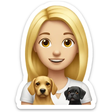 blonde girl with two dogs and 6 chickens sticker