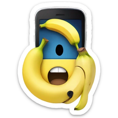 Smiley face with banana phone sticker