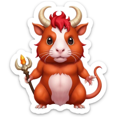 all body red guinea pig demon with horns sticker