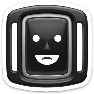 black riot shield with a rectangular viewing window at the top, with the word RCR in white, apple emoji style sticker
