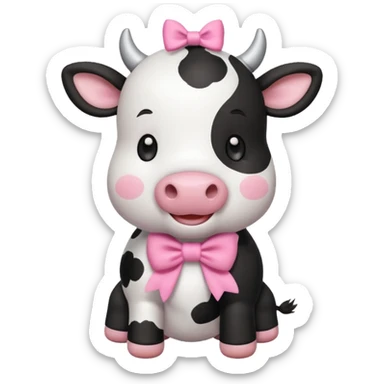 Chibi style Plush cow sticker