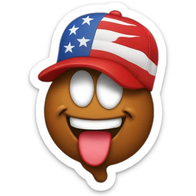 poop emoji wearing red make america great again cap sticker