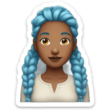 Brown skinned woman with light blue eyes and fantasy red hair with two pigtails of hair sticker