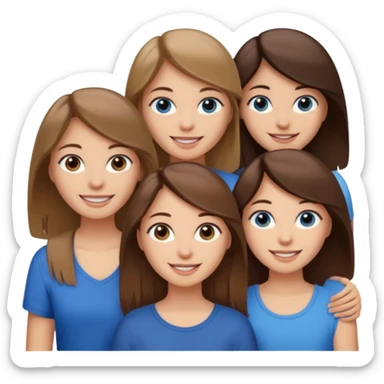 three girl friends; one who is white, has brown hair and brown eyes; one who is dirty blonde with blue eyes; one who is tan with dark brown hair and dark brown eyes sticker