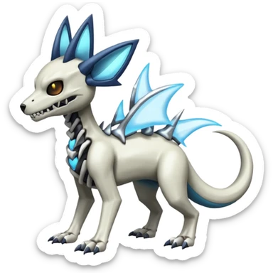 Skeletal Poochyena-Marowak-Dialga-Duskull-Electrike-Fakémon-hybrid-creature (full body)  sticker