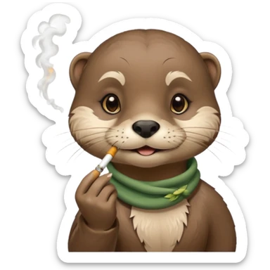 Cute female Otter smoking a while cannabis joint sticker