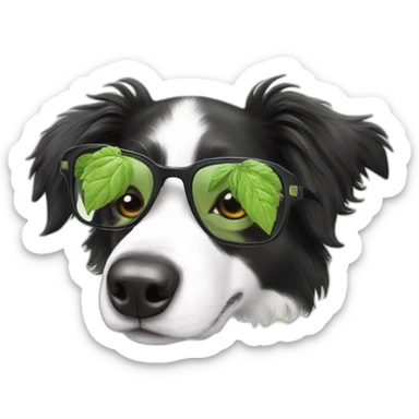puppy border collie with glasses sniffing mojito sticker